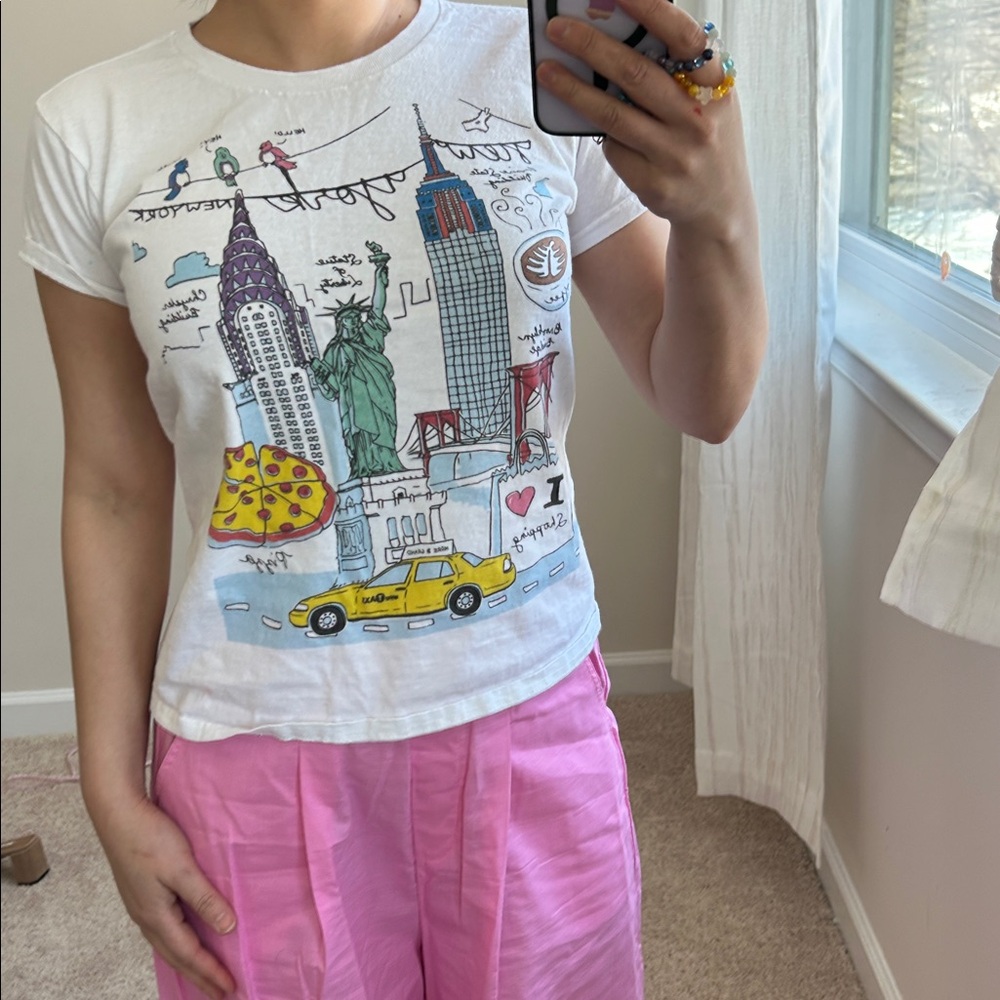 White New York Graphic T-Shirt. 10-11 yrs